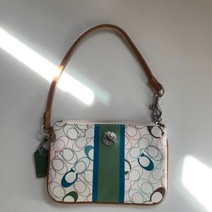 Coach signature multicolor wristlet